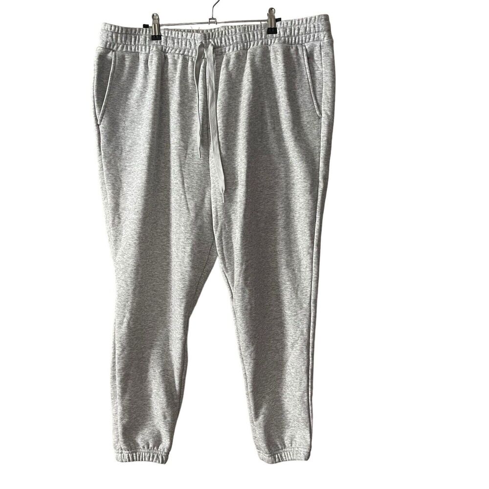 Fabletics Plus 1X Go To Sweatpants Light Heather Gray Pockets NWT Jogger - Picture 1 of 9